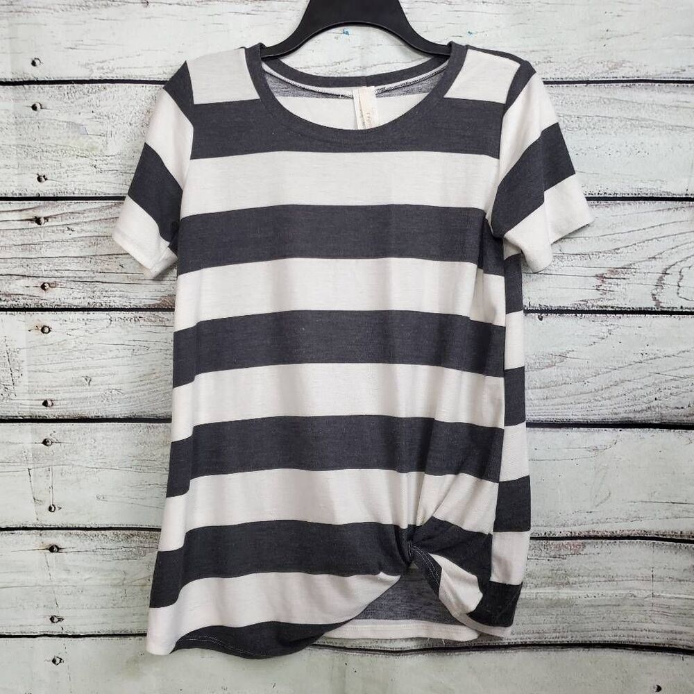 Lily Pad Medium Gray/White Stripe Top